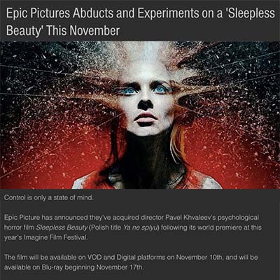 Epic Pictures Abducts and Experiments on a 'Sleepless Beauty' This November
